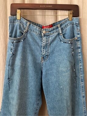 Y2k vintage Cos Jeans Light Blue Straight-Leg Jeans bedazzled rhinestone studs